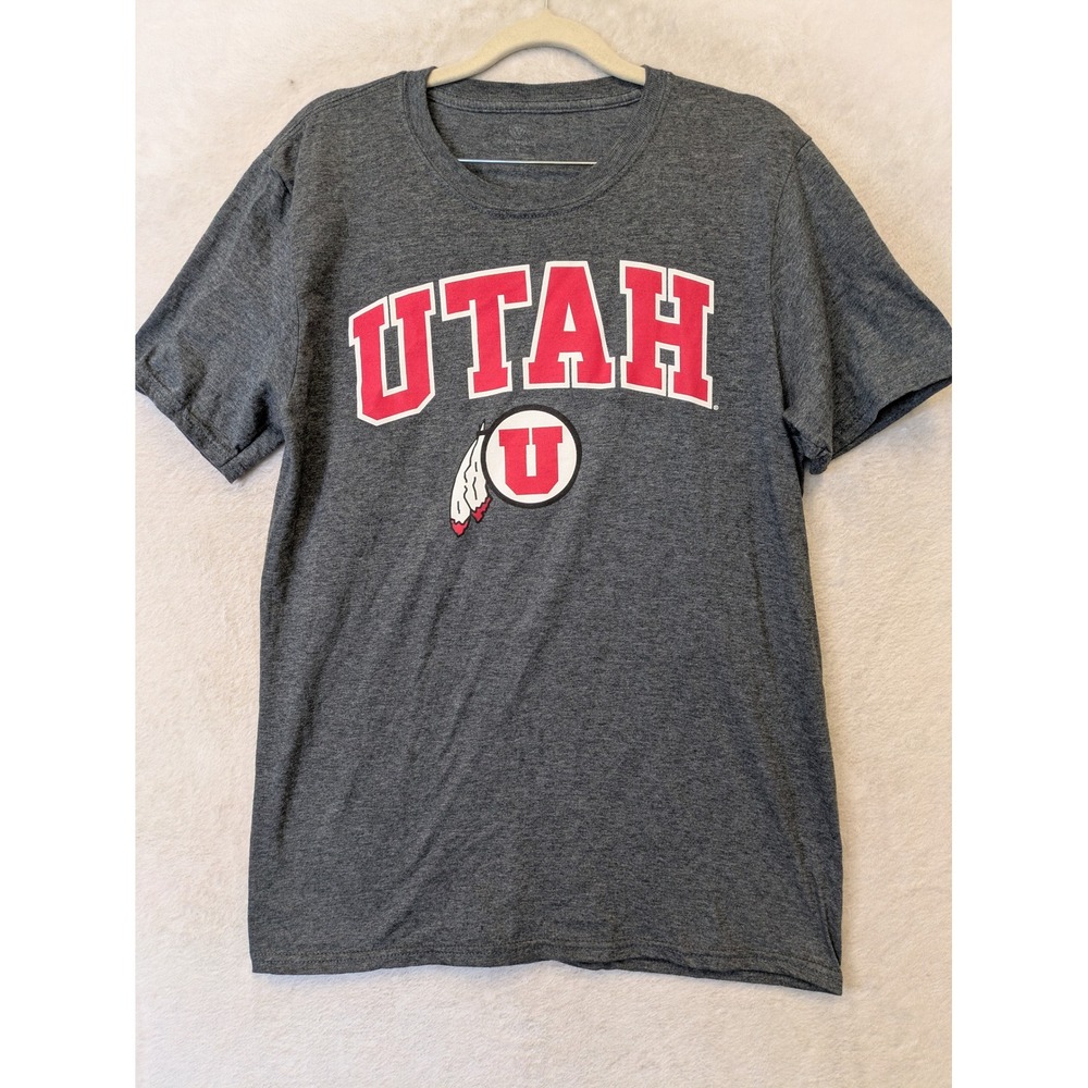 Utah Utes T-Shirt Men's Medium Charcoal Gray Short Sleeve Graphic‎ Tee NCAA